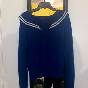 Navy Blue Women's Sailor Cardigan Sweater Hell Bunny